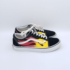 VANS Old Skool Flames Canvas Womens Athletic Lifestyle Sneakers Black Size 7.5